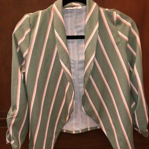 Charlotte Russe Green, White, Pink Striped Blazer